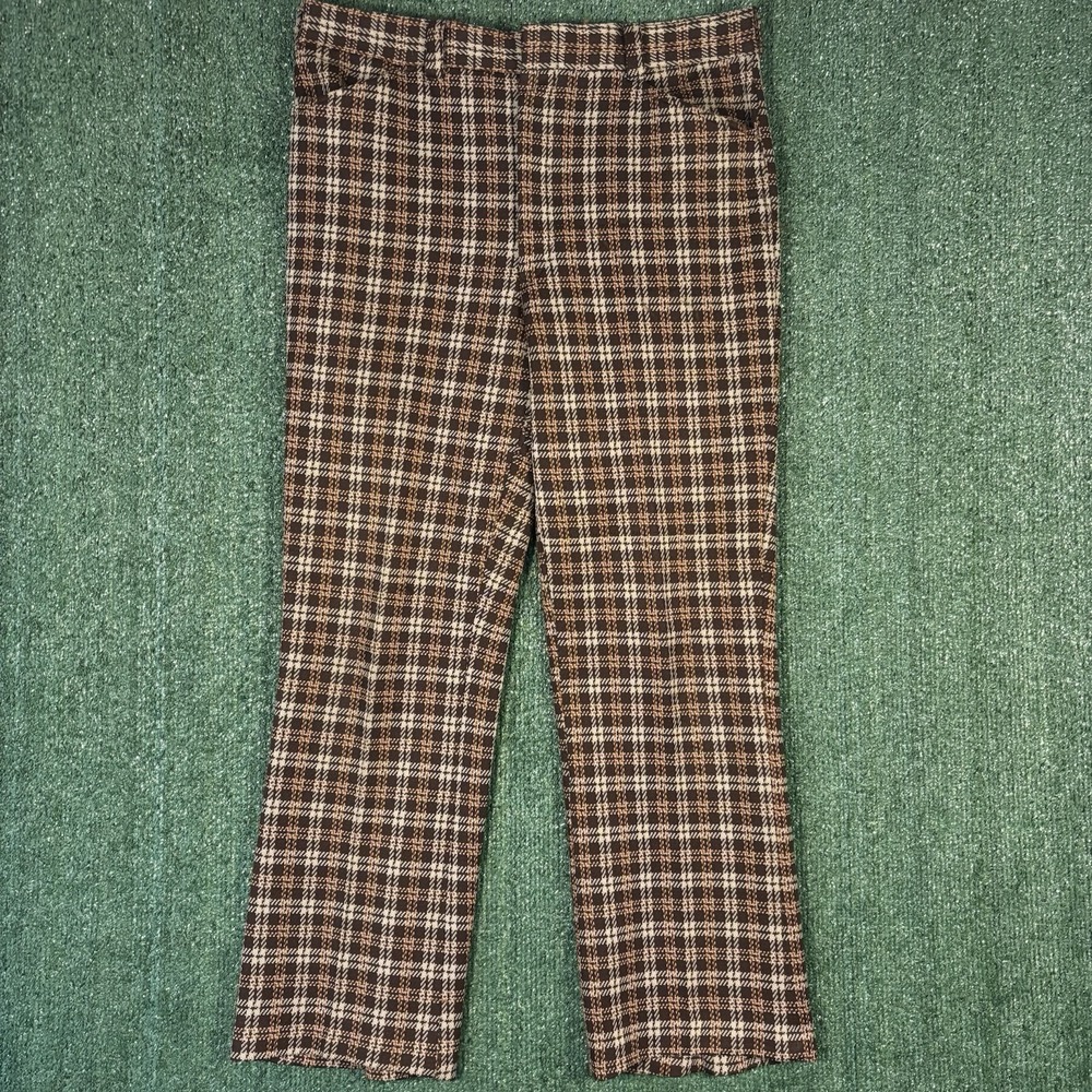 Vintage Sears Kings Road Plaid Pants Men's 34X27 Plaid 1960s 1970s
